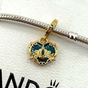 Pandora Cinderella's Carriage & Heart Double Dangle Charm